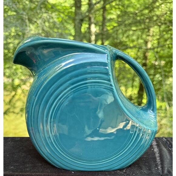 Large Vintage 8” Tall Disk PITCHER turquoise blue FIESTA WARE Fiesta Excellent!
